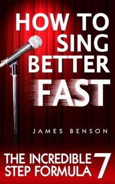 a microphone with the words how to sing better fast in front of red curtained background