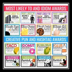 the most likely to and idiom awards for creative puns and hashtags