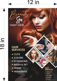 a hair salon flyer is shown in this graphic file, with the words beauty spa on it