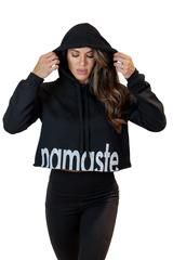 Cropped Hoodie "Namaste"-Black – BootyQueen Apparel Store - namaste hoodie - yoga hoodie - gym hoodie - Winter Workout Outfit Cold Weather, For Women, Fitness, Cute, Gym. Athletic Hoodie, cropped top, cropped hoodie Yoga Sweater, Yoga Love, Health Yoga