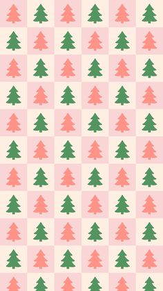 a pink and green christmas tree pattern