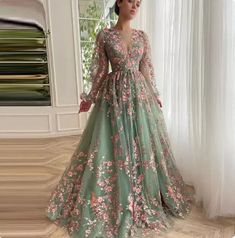 Exquisite Embroidery Lace Appliques Tulle Wedding Dresses V-Neck Long Sleeves | eBay Coming Of Age Ceremony, Long Sleeve Prom Dresses, Sleeve Prom Dresses, Quince Stuff, Formal Women, Tulle Wedding Dresses, Fairy Skirt, Luxury Party, Female Dress