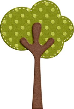 a green tree with dots on it and a brown stick sticking out of the center