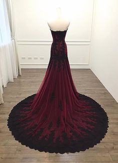 Burgundy Party Dress, Dress Long Formal, Red Mermaid, Floor Length Wedding Dress, Lace Evening Gowns, Long Formal Dress, Sweetheart Prom Dress, Lace Formal Dress, Long Sleeve Gown