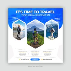 a travel flyer template with three photos