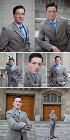 multiple shots of a man in a suit and tie