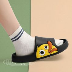 The Cartoon Duck Print Chunky Slides are a fun pair of slides everyone will enjoy! With two style variations, the quacking duck sits on the top of the slides or on the sides. The Cartoon Duck Print Chunky Slides are easy to slip on and off and are very comfortable! Walk-in style! FEATURES: Style Open Toe Season Spring/Summer Sole Flat Vamp material EVE COMFORTABLE MATERIAL: The Cartoon Duck Print Chunky Slides are made of high-density material. These are light, soft, breathable, and waterproof, Playful Non-slip Slip-on Slides, Playful Non-slip Synthetic Slides, Fun Non-slip Slides For Spring, Fun Slide Slippers For Spring, Fun Spring Slip-on Slides, Fun Non-slip Synthetic Slides, Spring Fun Slip-on Slides, Non-slip Synthetic Fun Slides, Spring Slip-on Slides In Fun Style