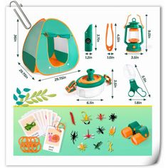 the instructions for how to set up a buggy tent with insect toys and accessories