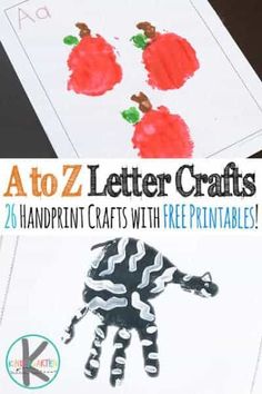 handprint crafts with free printables for kids to do at z letter crafts