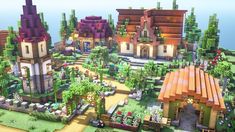 Minecraft Town, A Lot Of Flowers, Minecraft Kingdom, Mc Builds, Minecraft Houses Survival, Bangunan Minecraft, Minecraft Farm, Minecraft Cottage