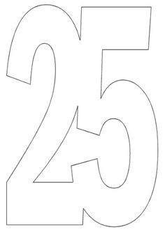 the number twenty five is shown in black and white, with an outline for it to be