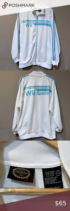 NINTENDO Men’s Size XXXL 2007 Wii Sports Track Jacket. Wii Sports Aesthetic, Wii Outfit, Wii Fashion, Frutiger Aero Clothes, Frutiger Aero Fashion, Frutiger Aero Outfits, Cybercore Fashion, Vintage Nintendo, Silly Clothes