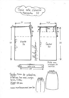 the sewing pattern for this skirt is shown