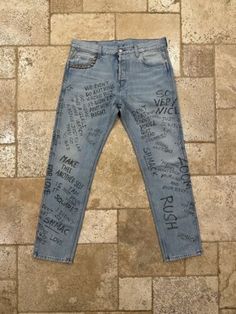 ad eBay - Find many great new & used options and get the best deals for Gucci 2017 Punk Stud Rockstar Scribble Blue Denim Jeans at the best online prices at eBay! Free shipping for many products! Gucci Casual Cotton Jeans, Blue Gucci Denim Bottoms, Gucci Straight Leg Bottoms With Five Pockets, Gucci Casual Blue Jeans, Gucci Blue Straight Leg Jeans, Casual Blue Gucci Jeans, Gucci Straight Leg Jeans With Five Pockets, Designer Denim Jeans For Streetwear, Casual Gucci Blue Bottoms