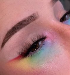 Pride Diy Ideas, Pansexual Makeup, Bambi Face, Acne Tool, Rainbow Eye Makeup, Make Carnaval, Rainbow Eyeshadow, Cutest Clothes, Under Eye Makeup