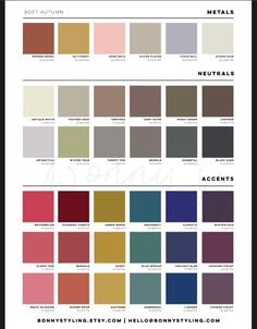 the color chart for different colors of metals and woodworking materials, with text that reads