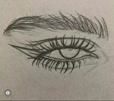 a drawing of an eye with long lashes