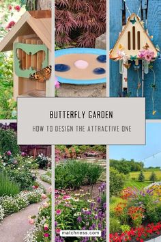 a collage of different pictures with the words butterfly garden how to design the attractive one