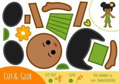 atividade de recorte e cole...bom parat trabalhar a coordenação motora e as cores em inglês. Green - verde Black - preto Brown - marron Yellow - amarelo Teaching Colors, Character Building, Arts And Crafts For Kids, Cut Outs, Montessori