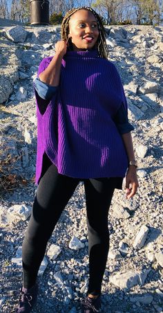 Turtleneck poncho sweater color: purple Pictured in small Snag yours for the fall! #fallvibes #fall #poncho #women #fashion #fallfashion #stylish #chic #purpleoutfits #purple Purple Knitted Sweater For Layering, Chic Purple Sweater For Fall, Purple Knitted Sweater For Fall, Purple Knit Sweater For Fall, Purple Knit Sweater For Winter, Purple Knit Winter Sweater, Winter Purple Knit Sweater, Oversized Purple Tops For Layering, Casual Purple Turtleneck Sweater