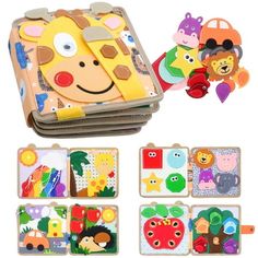 children's wooden puzzles with animals and cars