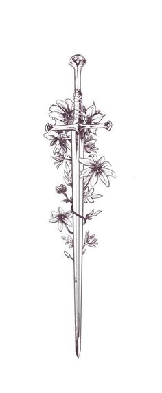 Rapier Tattoo, Bookish Tattoos, Flowers Drawing, Spine Tattoos For Women, Dagger Tattoo, Book Tattoo, Spine Tattoos, Dream Tattoos, Art Tattoos