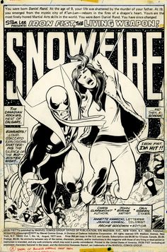 an old comic book page with the title snowfire