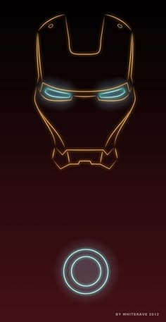 an iron man mask with glowing eyes