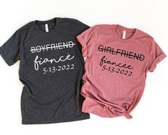 two t - shirts that say boyfriend girlfriend france and boyfriend france with the same name on them