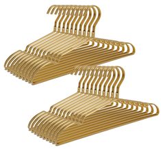 three wooden hangers are stacked on top of each other