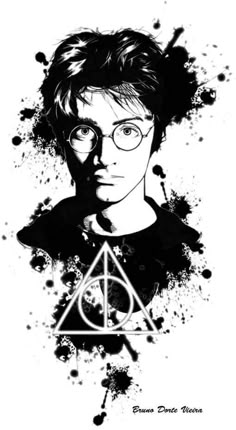 harry potter with glasses and ink splatters