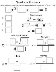 worksheet for the quadtictic formula with answers and examples, including 2