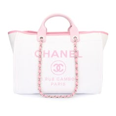 Chanel Tote Bag, Pink Canvas, Pink Chanel, Pink Tote, Pretty Bags, Chanel Deauville Tote Bag, Hermes Bags, Cute Bags, Bags Designer Fashion