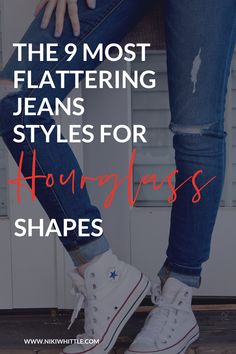 If you struggle to find jeans to fit your hourglass curves this article will give you 5 tips for buying jeans that fit and don't gape at the back of the waistband share the key things to look for in jeans that flatter an hourglass shape, and show you the most flattering jeans styles for hourglass women #jeans #denim #hourglassshape #curvy #bodyshape #bodytype #flattering #shoppingtips #bodyshapes Jeans For Hourglass Shape, Hourglass Body Shape Outfits, Hourglass Figure Outfits, Jean Styles, Hourglass Fashion