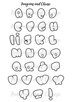 the alphabets and numbers are drawn in black ink on white paper, which reads penguining and cheese