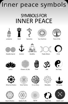 the inner peace symbols are shown in black and white