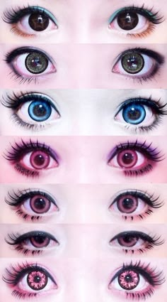 Kawaii Eye Contacts, Anime Make-up, Pastel Goth Makeup, Colored Eye Contacts, Gyaru Makeup, Anime Makeup, Kawaii Makeup, Circle Lenses, Goth Makeup