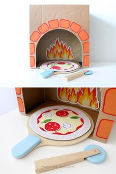 the pizza oven is made out of cardboard