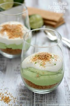 no - bake lime parfait desserts in small glasses