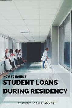 the cover of how to handle student loan during residence by student loan planner, featuring people in line