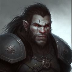 RPG - D&D 5e Creatures Rpg, Half-orc Male, Half Orc, Goblin Art, Knight Art, Baldur's Gate, Fantasy Novel, Dnd Characters, Dark Knight