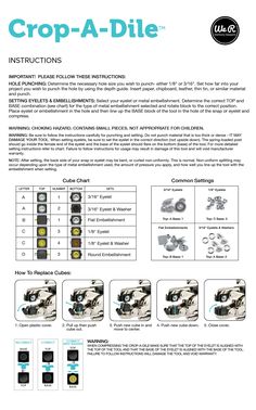 an instruction manual for the crop - a - die machine