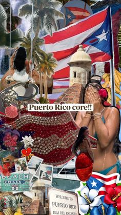 a collage of various pictures with the words puerto rico core written in front of them