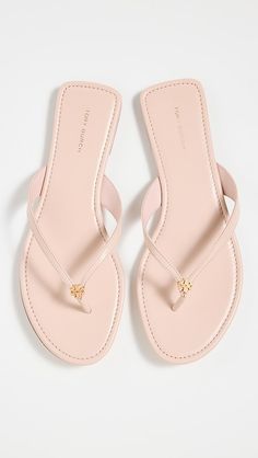 Tory Burch Classic Flip Flops | Shopbop Light Pink Beach Shoes, Tory Burch Sandpiper, Ladies Flip Flop Sandals, Sandals Honeymoon, Pretty Sandals, Dr Shoes, Pretty Shoes Sneakers, Harem Trousers, Shoe Wishlist