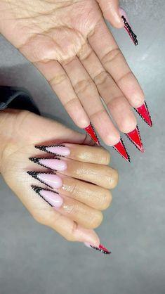 Nails Acrylic Long Stilettos, Long Stellio Nails, Stiletto Bow Nails, Louboutin Nails Stilleto, Nails 2024 Stiletto, Red Steletoes Nails, Claw Nails Stilettos, Cute Stilletos Nails, Stiletto Nail Design Ideas