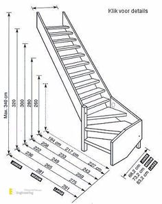 a drawing of a stair bed with measurements