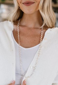 Style & Details:This long chain necklace is a versatile addition to any jewelry collection, perfect for layering or wearing on its own. ITEM#: N-2480S Shipping Free Shipping when you spend $100 or more! Orders below $100 will be charged $7 for standard shipping. Orders typically ship within 1-3 business days. We will gladly accept returns on items that are unworn, unwashed, free from fragrances, and tags still attached. Customers are responsible for return fees. Chic Silver Long Necklace, Classic Silver Necklace With Double Chain, Everyday Silver Necklace With Delicate Chain, Silver Lariat Necklace With Double Chain, Silver Double Chain Lariat Necklace, Sterling Silver Necklace With Adjustable Chain For Layering, Sterling Silver Necklaces With Adjustable Chain For Layering, Sterling Silver Long Chain Necklace, Silver Long Charm Necklace For Everyday