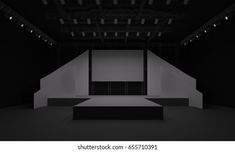 an empty stage with black and white lighting in the dark, 3d rendering image by shutterstock