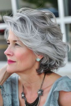 Long Gray Hair Over 60, Classy Medium Length Haircut, What Hairstyle Suits Me, Timeless Hairstyles, Women In Their 40s, 40s Hairstyles, Hair Twists, Fabulous Women, Grey Curly Hair