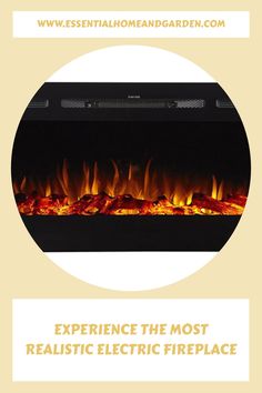 an electric fireplace with the words experience the most realistic electric fireplace